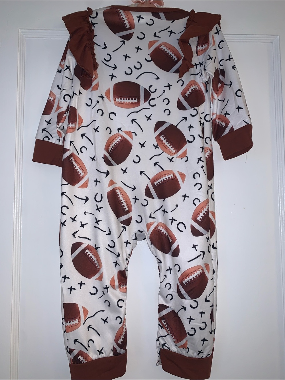 NWOT Rylee Faith Designs Football Ruffle Romper 12-18M - Picture 5 of 8